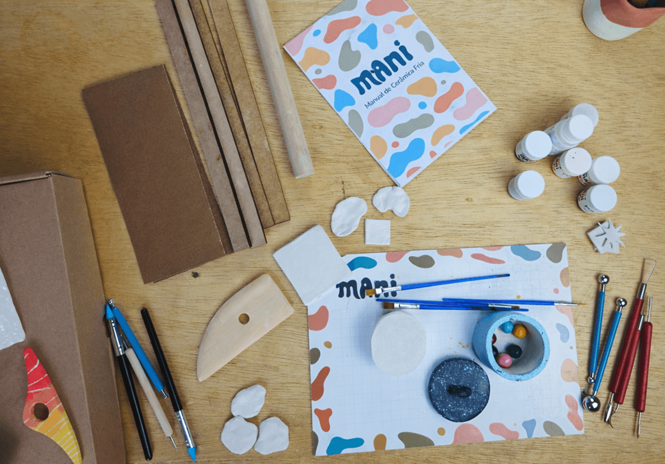 Kit Mani de cerâmica fria com manual, ferramentas e tintas